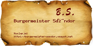 Burgermeister Sándor névjegykártya