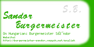 sandor burgermeister business card